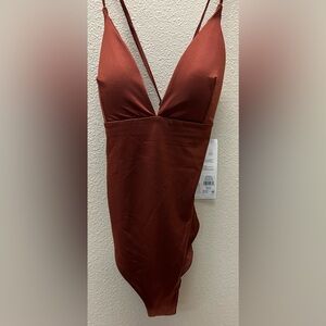 Calia Triangle Size 4 New With tags Red Brown Shine Swimsuit